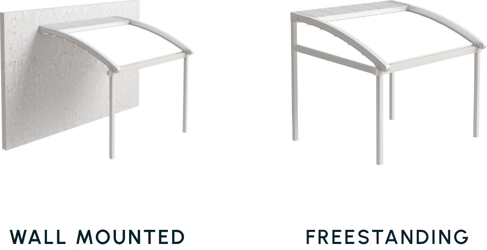 Arc wall mounted and freestanding configurations