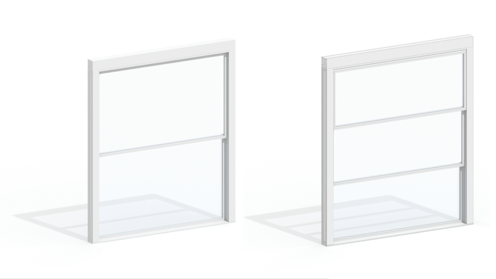 Motorized glass parapet — two and three panel versions